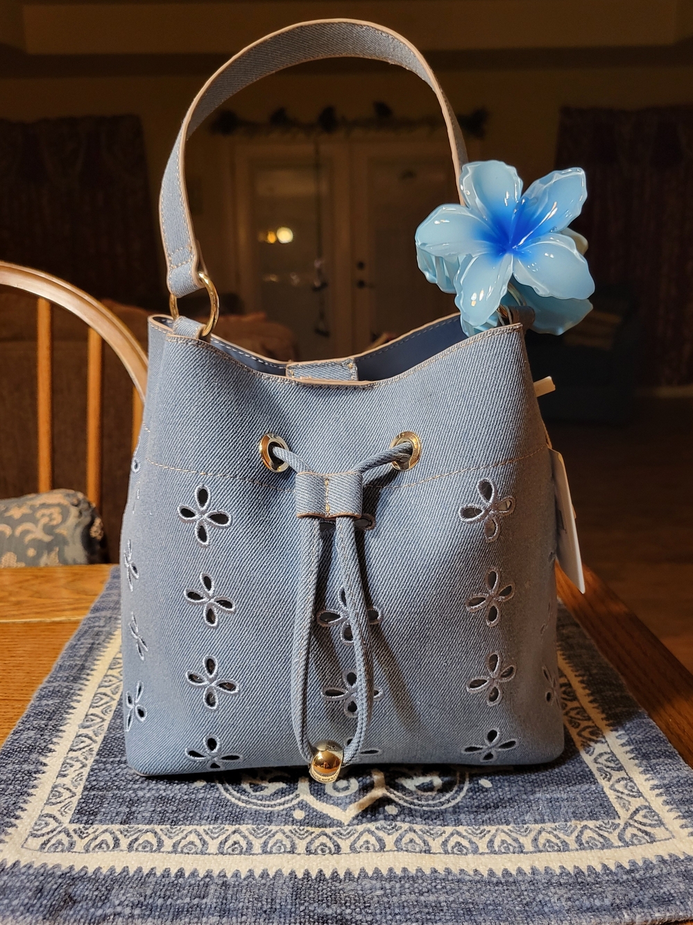 Nanette Lepore Angelica Blue Denim Bucket Bag